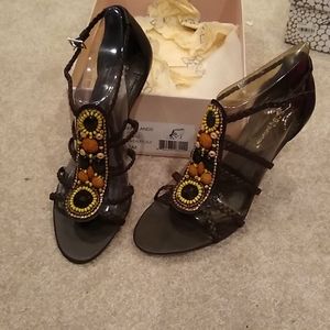 BCBGeneration sandals, heels, dark brown, nib
